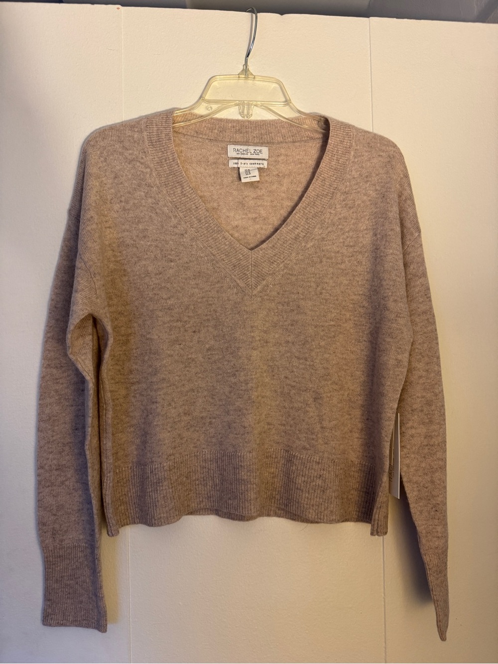 Rachel Zoe Sandstone V-Neck Cashmere-Blend Sweater